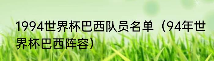 1994世界杯巴西队员名单（94年世界杯巴西阵容）