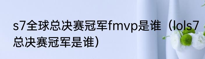 s7全球总决赛冠军fmvp是谁（lols7总决赛冠军是谁）
