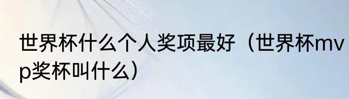 世界杯什么个人奖项最好（世界杯mvp奖杯叫什么）