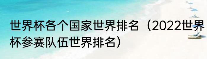 世界杯各个国家世界排名（2022世界杯参赛队伍世界排名）