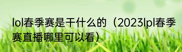lol春季赛是干什么的（2023lpl春季赛直播哪里可以看）