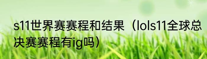 s11世界赛赛程和结果（lols11全球总决赛赛程有ig吗）