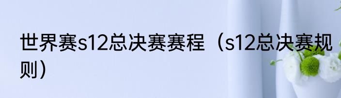 世界赛s12总决赛赛程（s12总决赛规则）