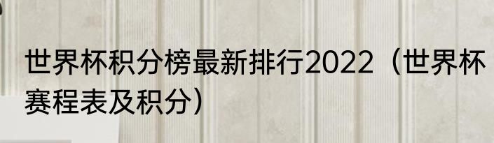 世界杯积分榜最新排行2022（世界杯赛程表及积分）