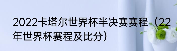 2022卡塔尔世界杯半决赛赛程（22年世界杯赛程及比分）