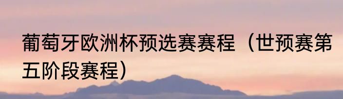 葡萄牙欧洲杯预选赛赛程（世预赛第五阶段赛程）