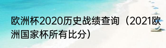 欧洲杯2020历史战绩查询（2021欧洲国家杯所有比分）