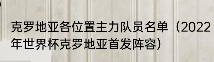克罗地亚各位置主力队员名单（2022年世界杯克罗地亚首发阵容）