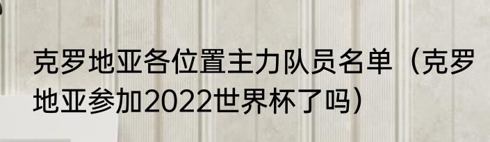 克罗地亚各位置主力队员名单（克罗地亚参加2022世界杯了吗）