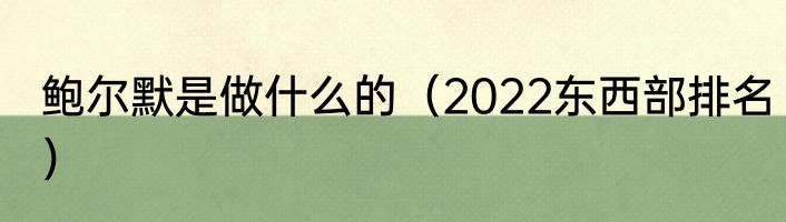 鲍尔默是做什么的（2022东西部排名）