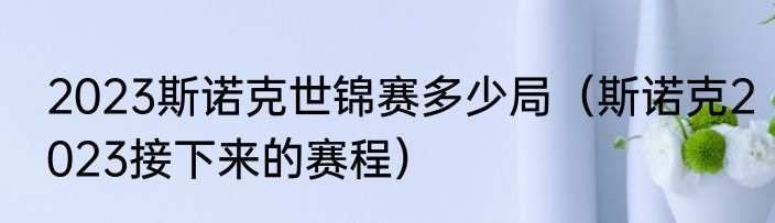 2023斯诺克世锦赛多少局（斯诺克2023接下来的赛程）