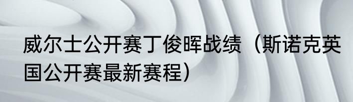 威尔士公开赛丁俊晖战绩（斯诺克英国公开赛最新赛程）