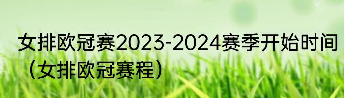 女排欧冠赛2023-2024赛季开始时间（女排欧冠赛程）