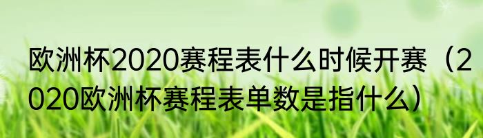 欧洲杯2020赛程表什么时候开赛（2020欧洲杯赛程表单数是指什么）