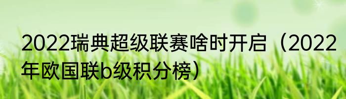 2022瑞典超级联赛啥时开启（2022年欧国联b级积分榜）