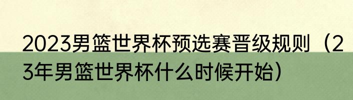 2023男篮世界杯预选赛晋级规则（23年男篮世界杯什么时候开始）