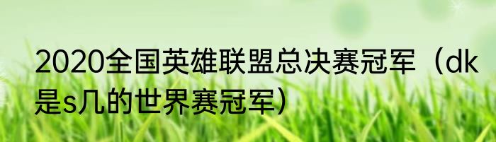2020全国英雄联盟总决赛冠军（dk是s几的世界赛冠军）