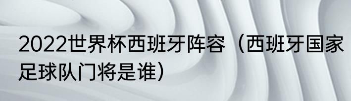 2022世界杯西班牙阵容(西班牙国家足球队门将是谁)