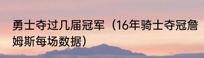 勇士夺过几届冠军（16年骑士夺冠詹姆斯每场数据）