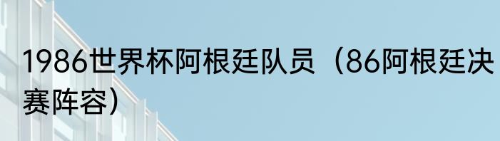 1986世界杯阿根廷队员（86阿根廷决赛阵容）