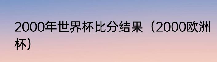 2000年世界杯比分结果（2000欧洲杯）