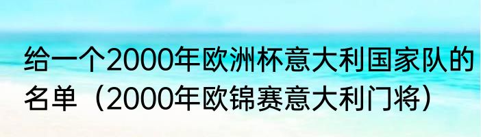 给一个2000年欧洲杯意大利国家队的名单（2000年欧锦赛意大利门将）