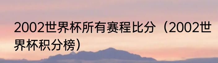 2002世界杯所有赛程比分（2002世界杯积分榜）