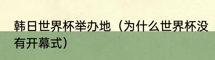 韩日世界杯举办地（为什么世界杯没有开幕式）