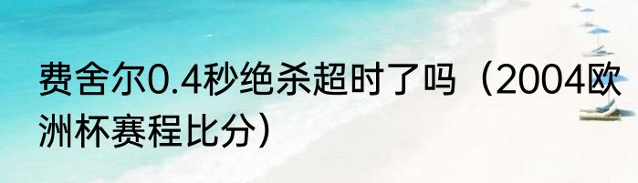 费舍尔0.4秒绝杀超时了吗（2004欧洲杯赛程比分）