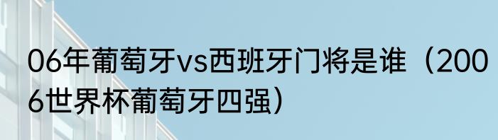 06年葡萄牙vs西班牙门将是谁（2006世界杯葡萄牙四强）