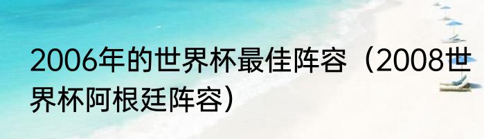 2006年的世界杯最佳阵容（2008世界杯阿根廷阵容）