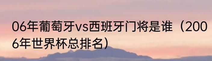 06年葡萄牙vs西班牙门将是谁（2006年世界杯总排名）