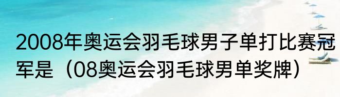 2008年奥运会羽毛球男子单打比赛冠军是（08奥运会羽毛球男单奖牌）