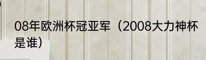 08年欧洲杯冠亚军（2008大力神杯是谁）