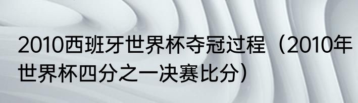 2010西班牙世界杯夺冠过程（2010年世界杯四分之一决赛比分）
