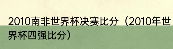 2010南非世界杯决赛比分（2010年世界杯四强比分）