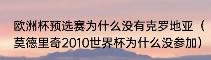欧洲杯预选赛为什么没有克罗地亚（莫德里奇2010世界杯为什么没参加）
