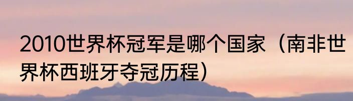 2010世界杯冠军是哪个国家（南非世界杯西班牙夺冠历程）
