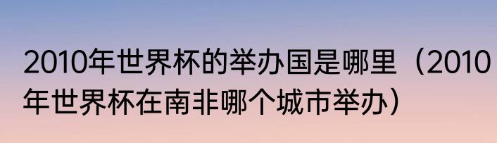 2010年世界杯的举办国是哪里（2010年世界杯在南非哪个城市举办）