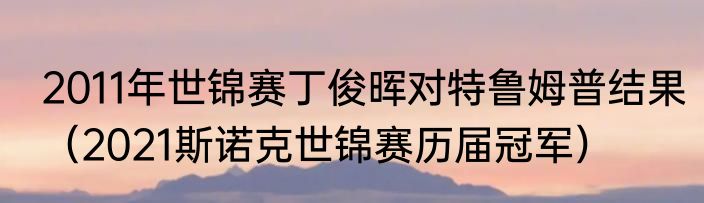 2011年世锦赛丁俊晖对特鲁姆普结果（2021斯诺克世锦赛历届冠军）