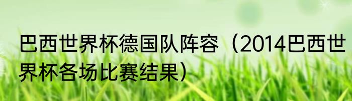 巴西世界杯德国队阵容（2014巴西世界杯各场比赛结果）