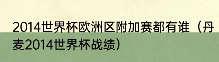 2014世界杯欧洲区附加赛都有谁（丹麦2014世界杯战绩）