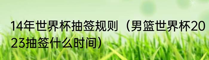 14年世界杯抽签规则（男篮世界杯2023抽签什么时间）