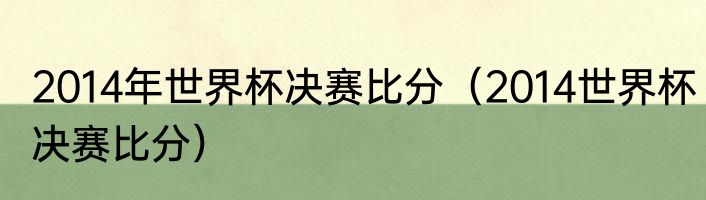 2014年世界杯决赛比分（2014世界杯决赛比分）