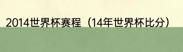2014世界杯赛程（14年世界杯比分）