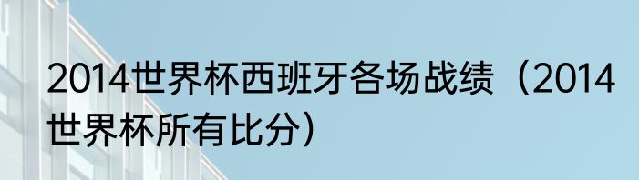 2014世界杯西班牙各场战绩（2014世界杯所有比分）