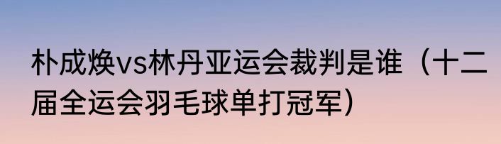 朴成焕vs林丹亚运会裁判是谁（十二届全运会羽毛球单打冠军）
