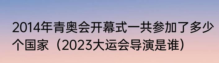 2014年青奥会开幕式一共参加了多少个国家（2023大运会导演是谁）