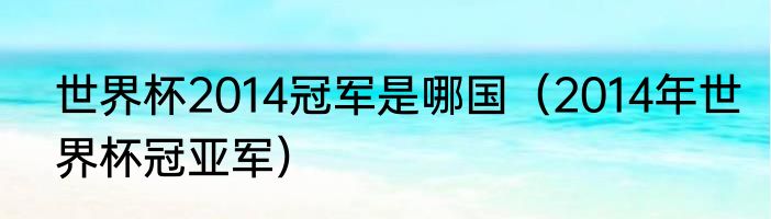 世界杯2014冠军是哪国（2014年世界杯冠亚军）