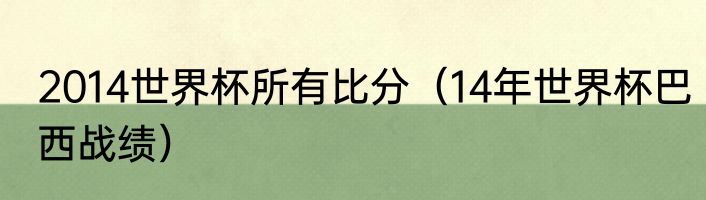 2014世界杯所有比分（14年世界杯巴西战绩）